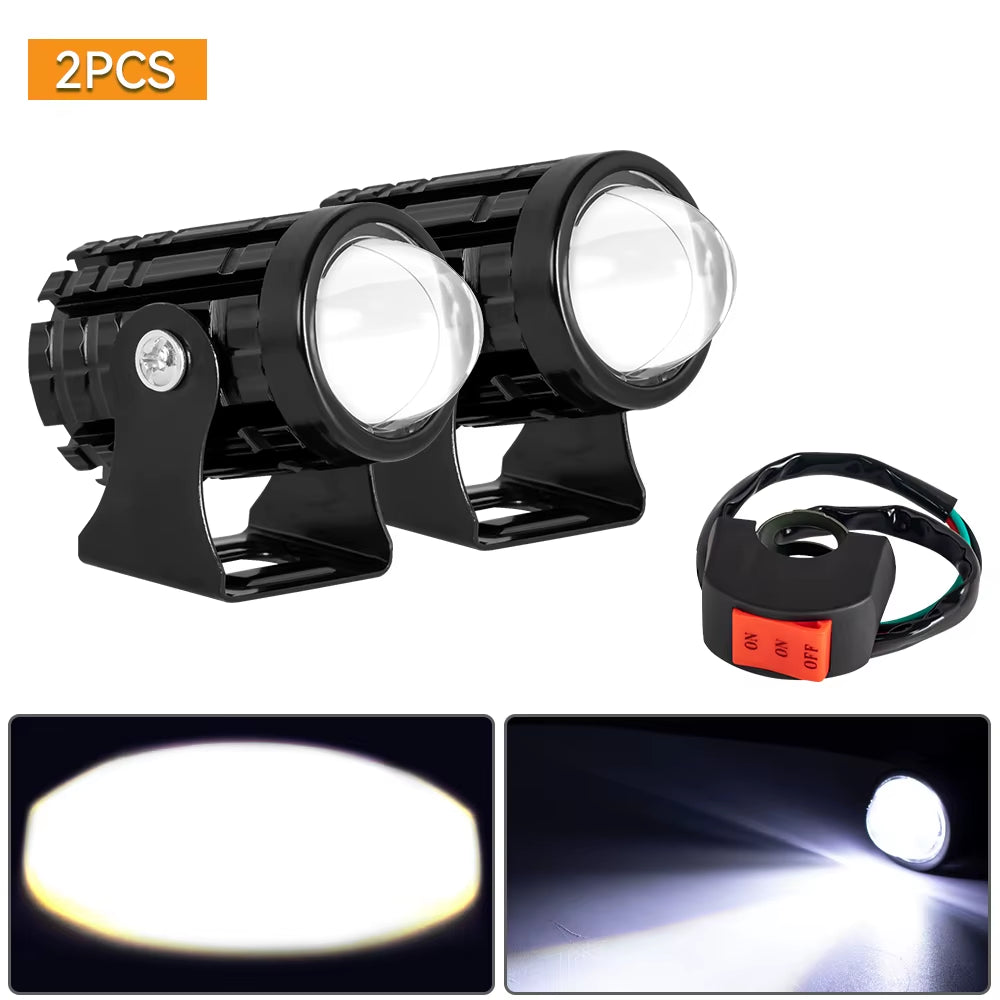 2Pcs Motorcycle Led Headlight 12V High Bright Led Lights Lamp for Motorbike Moto Led Auxiliary Spotlights
